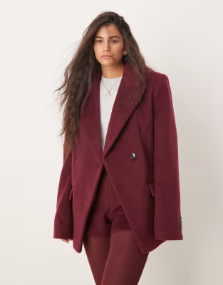 ASOS DESIGN - Blazer oversize en aspect laine avec épaules oversize - Bordeaux | ASOS (Global)