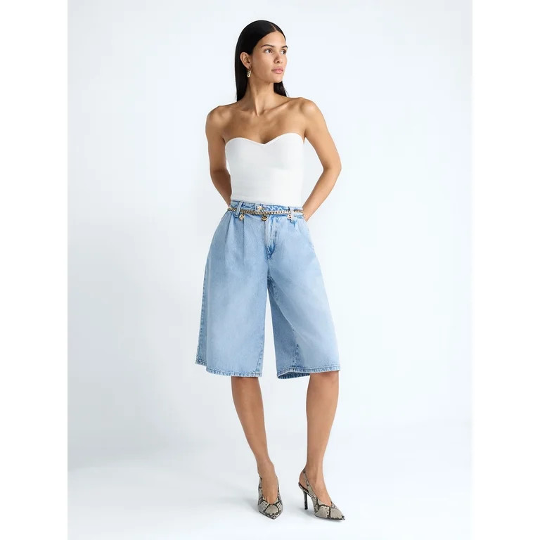 Devil Wears Prada Scoop Collection Women's and Women's Plus Denim Pleated Culottes, Sizes 0-26W | Walmart (US)