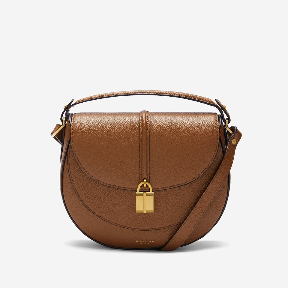 The Siena Saddle | Tan Small Grain | Demellier | DeMellier