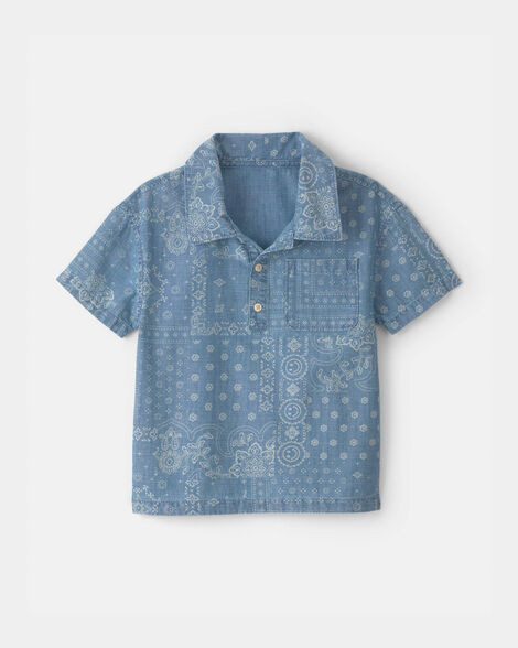 Boys Bandana Chambray Short-Sleeve Polo Shirt - Blue | Carter's Inc