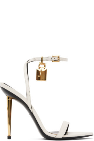 White Padlock Pointed Naked Heeled Sandals | SSENSE