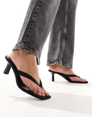 Bershka toe strap kitten heels in black | ASOS | ASOS (Global)