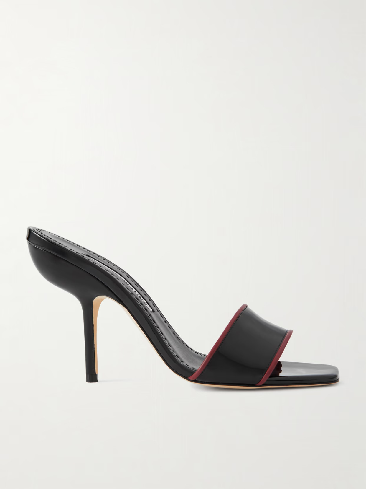 Manolo Blahnik - Helamu 105 Two-tone Patent-leather Mules - Black | NET-A-PORTER (US)