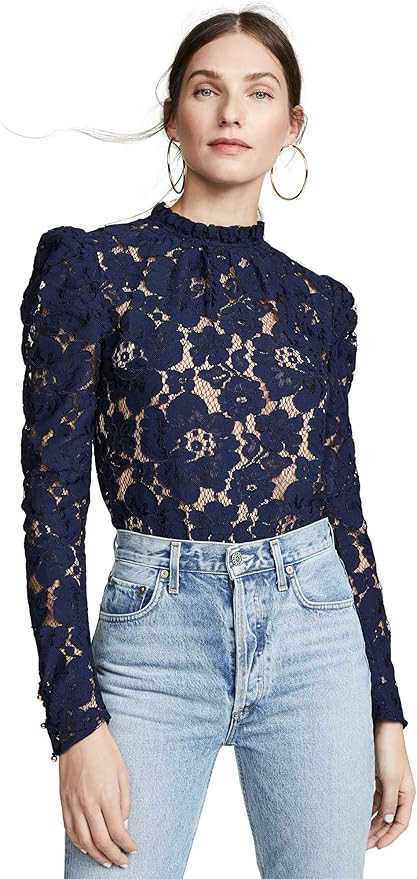WAYF Women's Emma Puff Sleeve Lace Top | Amazon (US)