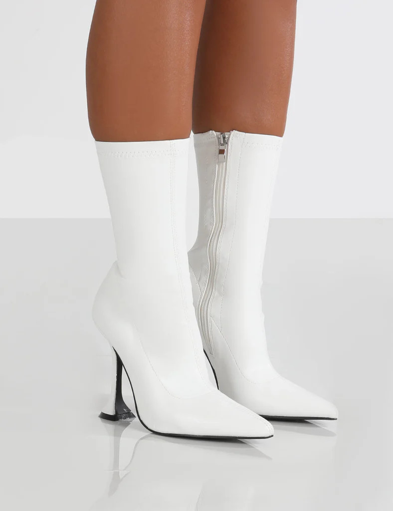 Frankie White PU Pointed Ankle Boots | Public Desire (US & CA)