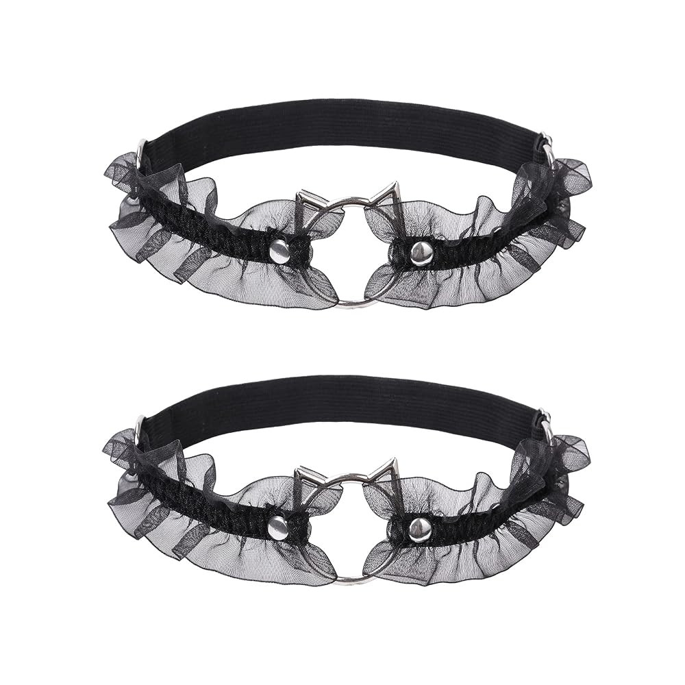 2pcs Lace Thigh Garter Belts, Elastic Adjustable Cat Leg Garters for Women, Black/Red/Pink/White | Amazon (US)