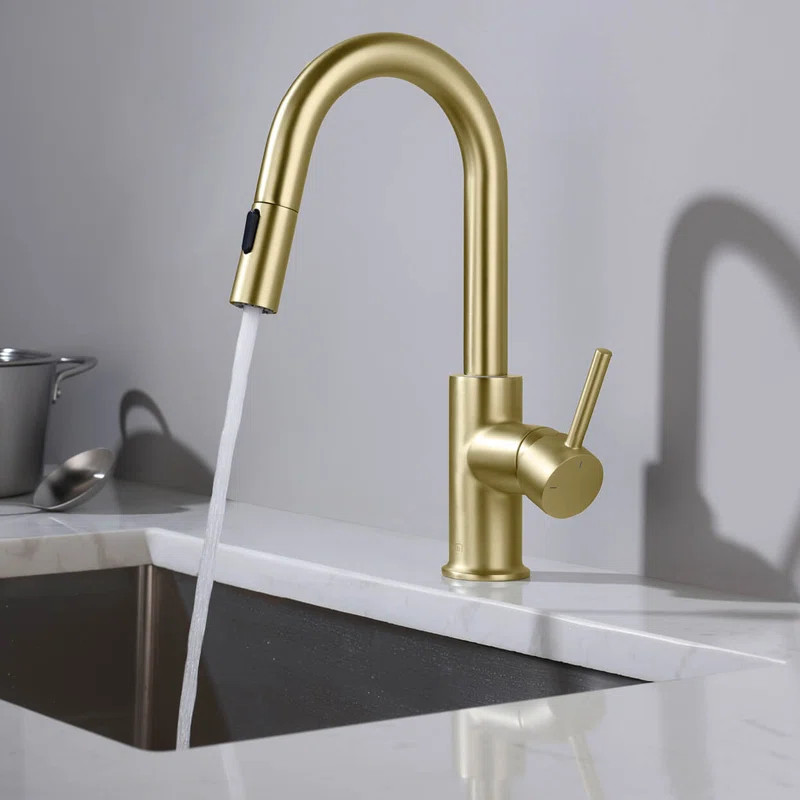 KKF2011BG Luxe Pull Down Single Handle Kitchen Faucet with Accessories | Wayfair North America