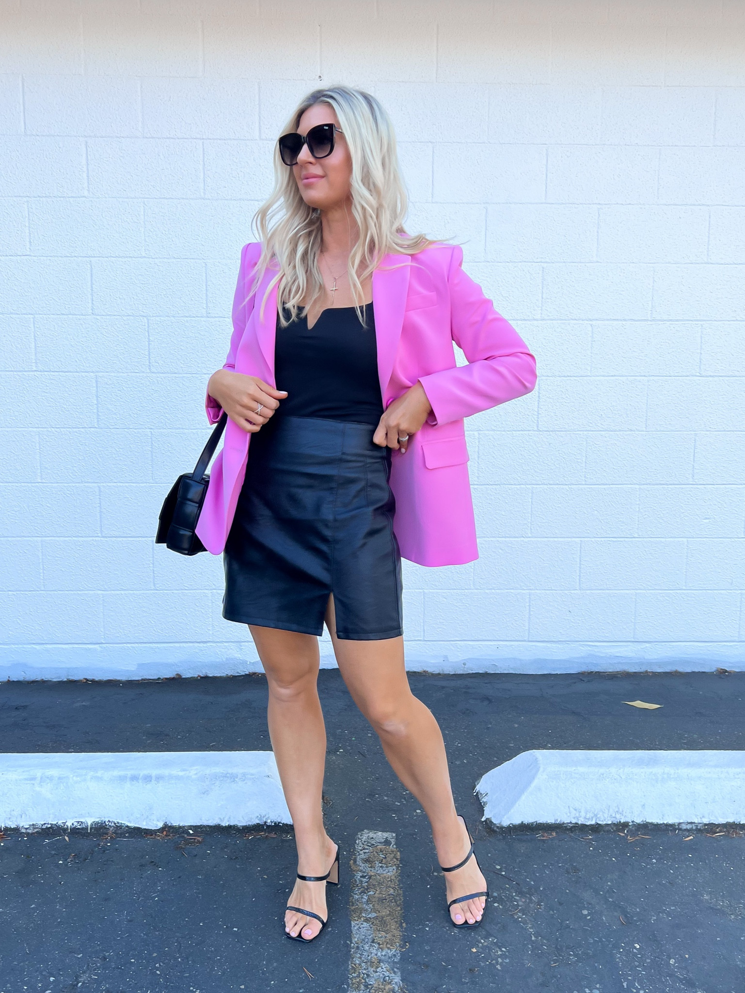 Pink blazer for all the outfits! I like it with a white ribbed tank and jeans, all black outfit like this one, or even with denim shorts and neutral heels 

#LTKunder100 #LTKunder50 #LTKstyletip