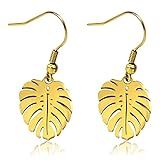 Monstera Earrings, 18K Plated Leaf Earrings for Women, Leaf Dangle Drop Earrings, Plant Earrings as  | Amazon (US)
