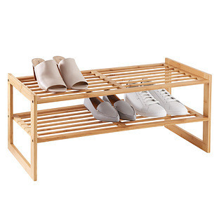 2-Tier Stackable Shoe Rack Bamboo | The Container Store