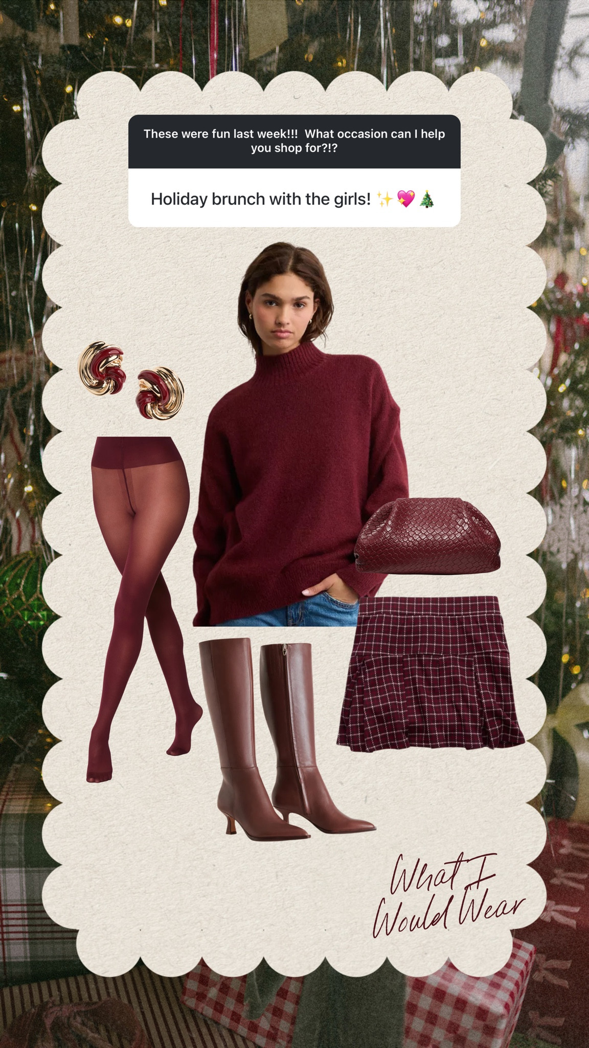 Cute holiday outfit✨❤️🌲 I would wonder the sweater a little oversize and have the skirt peaking out 

#LTKHoliday #LTKSaleAlert #LTKMidsize