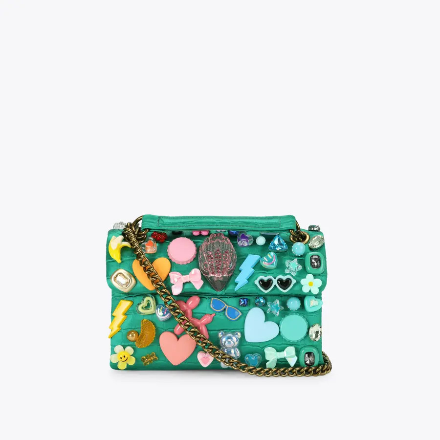 MD KENSINGTON TUTTIFRUTTI Green Satin Cross Body Bag by Kurt Geiger London | Kurt Geiger US