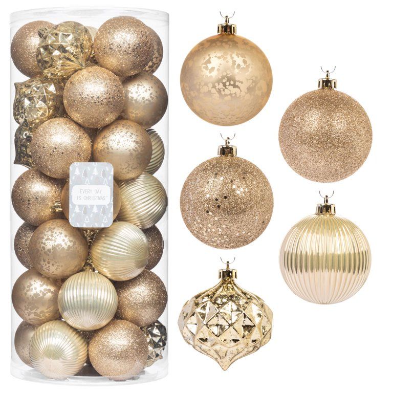 Every Day is Christmas Ornaments 35ct 70mm Christmas Ornaments, Shatterproof Christmas Tree Ornam... | Walmart (US)