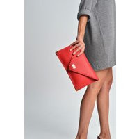 Red Leather Envelope Clutch Bag Italian Evening Purse | Etsy (US)