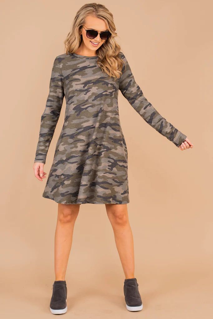 Move On Up Green Camo Dress | The Mint Julep Boutique