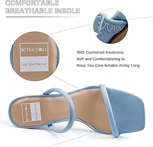 BCTEX COLL Women's High Heeled Sandal Two Strap Square Toe Slip on High-heeled Sandal High Heel S... | Amazon (US)
