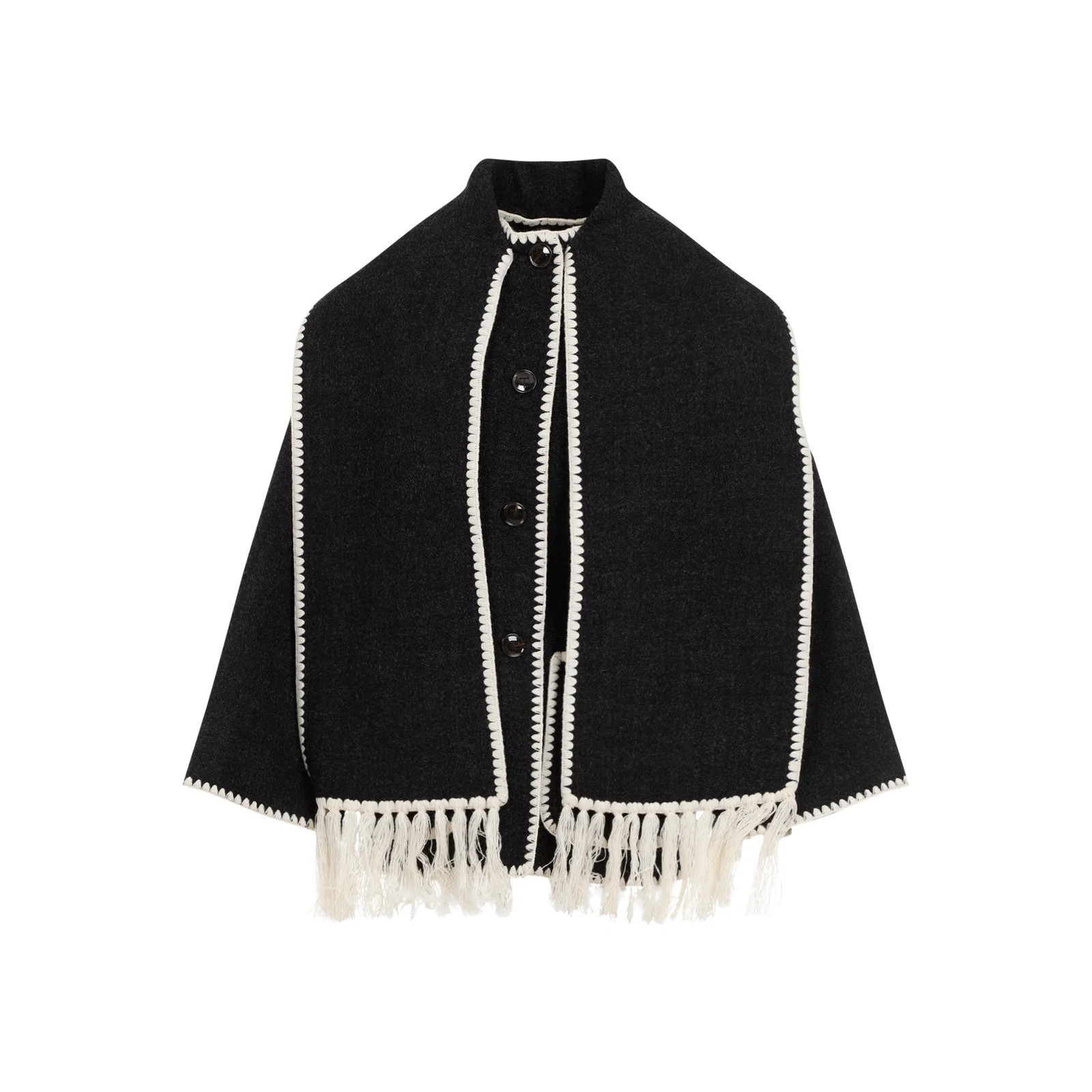 Totême Dropped-Shoulder Fringed-Edge Scarf Jacket | Cettire Global