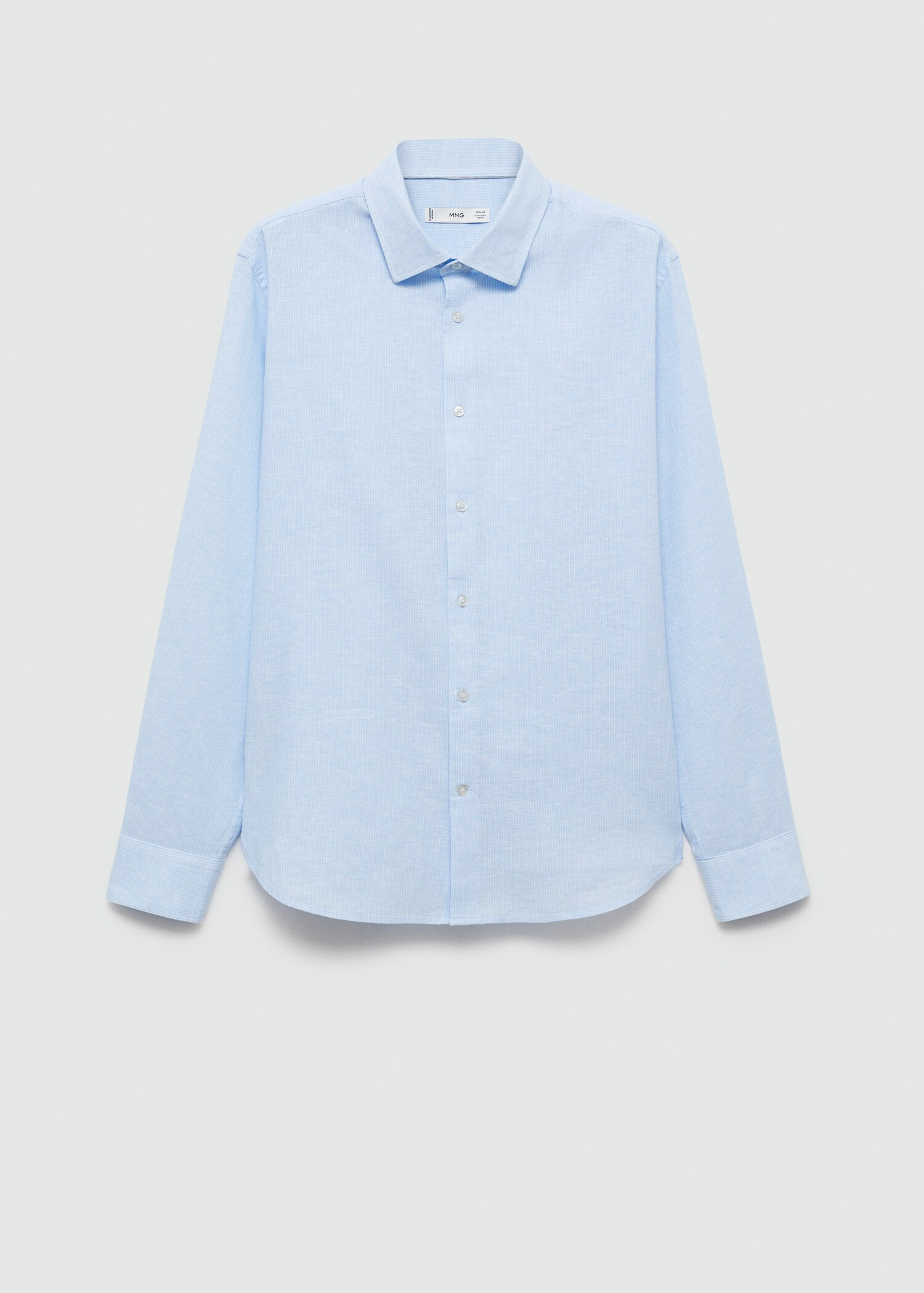 Regular-fit striped cotton-linen shirt | Mango (US/MX/AU)