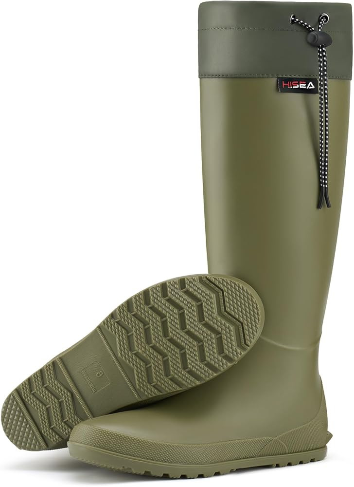 HISEA Womens Rubber Rain Boots Waterproof Packable Tall Garden Boots Lightweight Wellies Mud Boot... | Amazon (US)