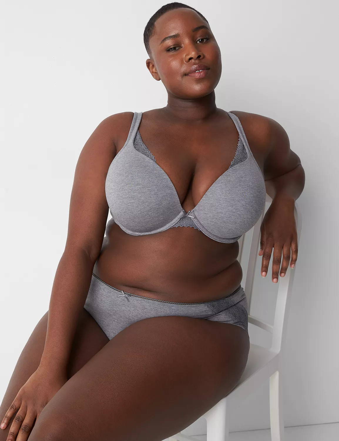 Lane Bryant Women's Cotton Boost Plunge Bra 46DDD Summer Grey | Lane Bryant (US)