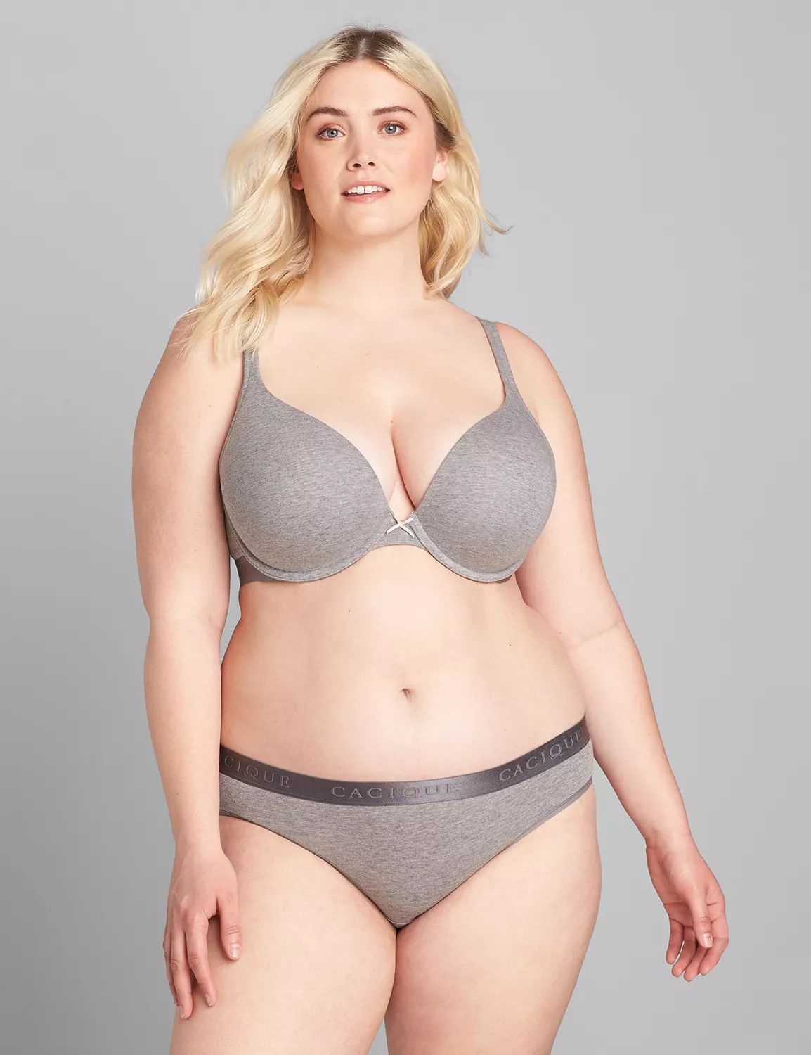 Lane Bryant Women's Cotton Boost Plunge Bra 46DDD Summer Grey | Lane Bryant (US)