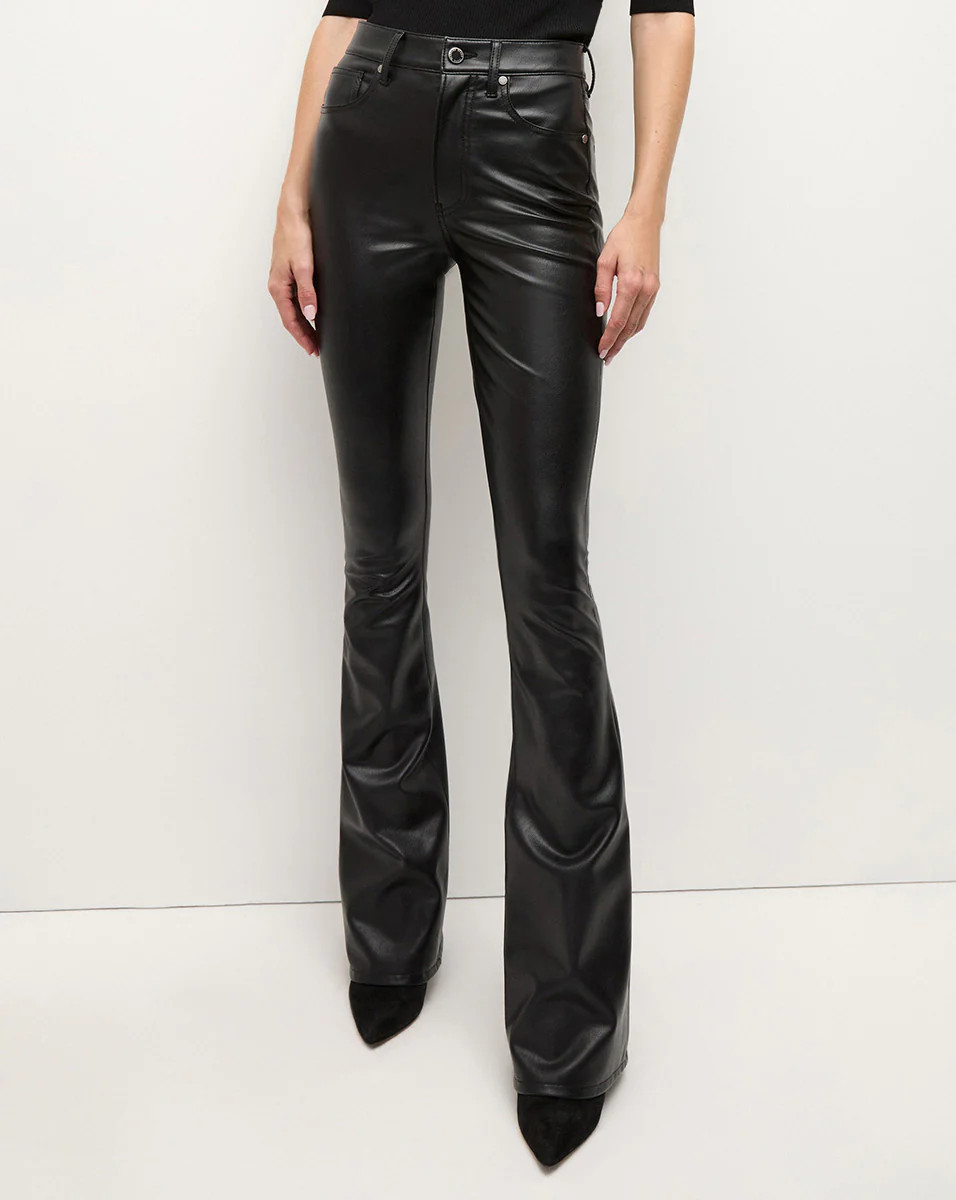 Beverly Vegan Leather Skinny-Flare Pant in Dark Chocolate | Veronica Beard | Veronica Beard