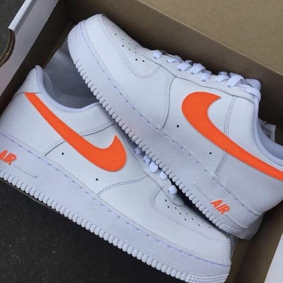 Orange Painted Swoosh Custom Made Air Force 1 Personalized - Etsy | Etsy (US)