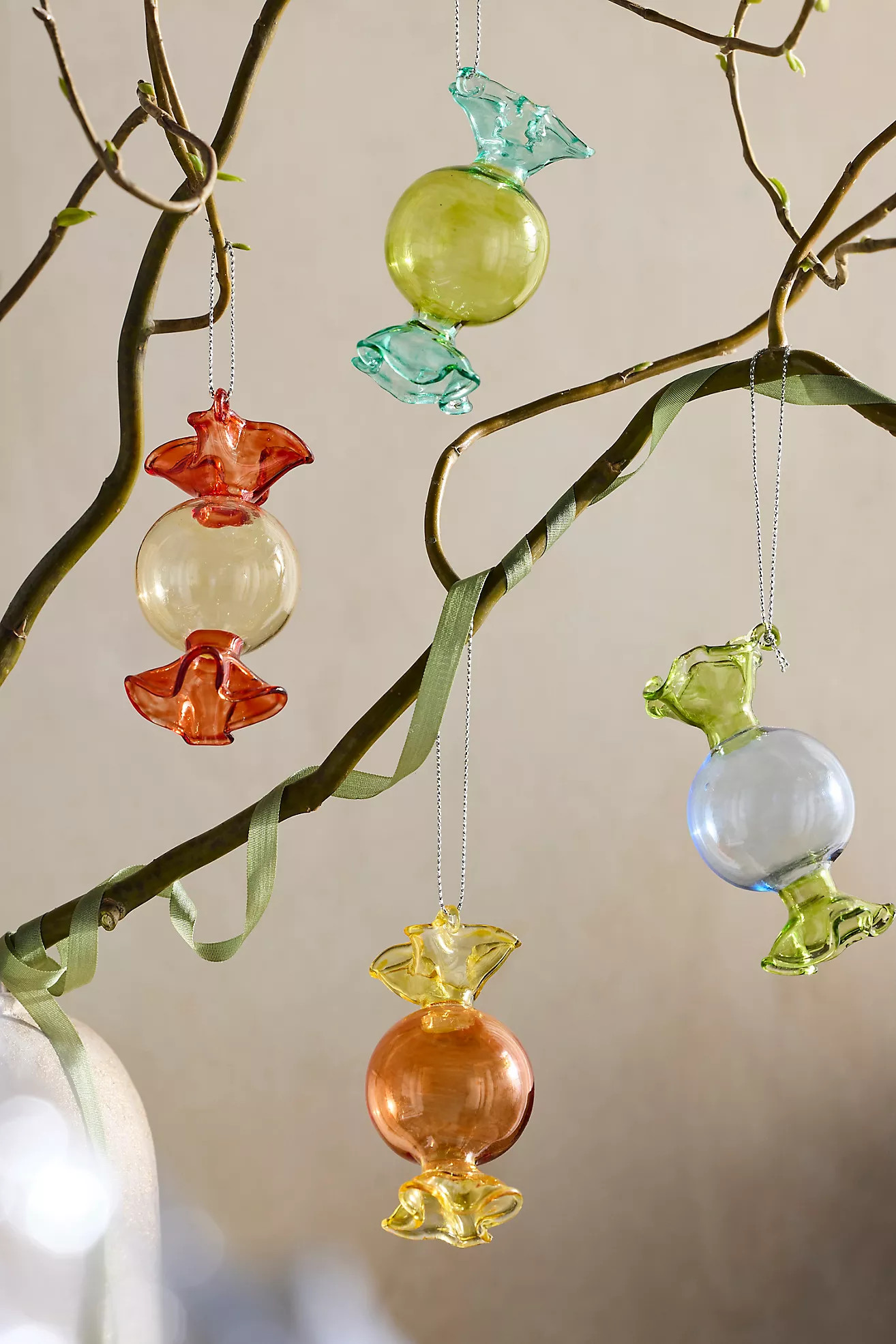 Two-Tone Candy Glass Ornaments, Set of 4 | Anthropologie (US)