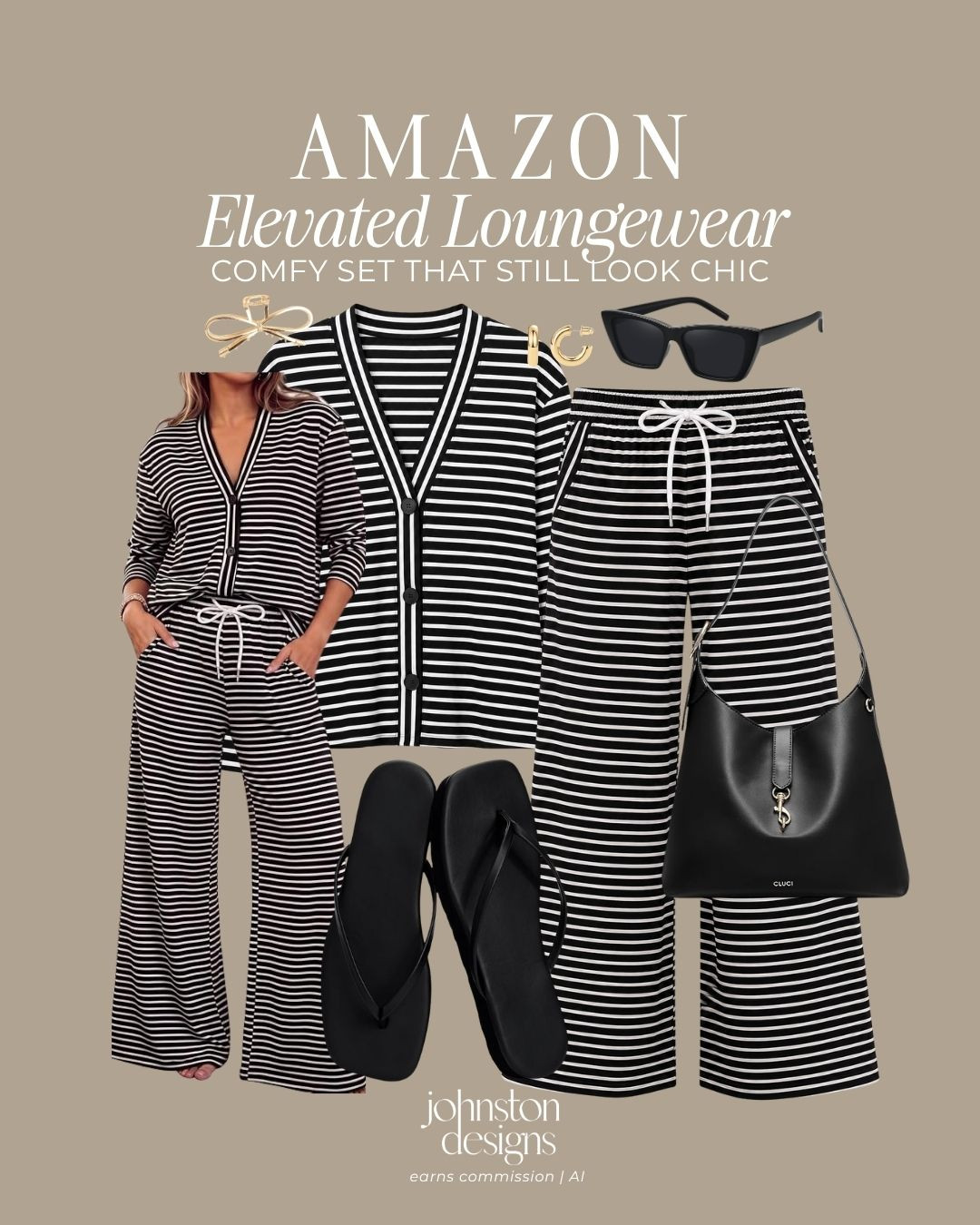 Comfy but still polished. 🖤 This Amazon striped lounge set is such an easy throw-on-and-go look for travel days, errands or working from home. Add simple black accessories for an elevated outfit that still feels effortless!

Amazon loungewear, elevated lounge set, striped matching set, comfy travel outfit, casual Amazon outfit, chic lounge outfit, black and white outfit, wide leg lounge pants, Amazon fashion finds, everyday casual style

#amazonfashion #loungewear #amazonfinds #matching set #casualstyle #traveloutfit #outfitinspo #amazonstyle #everydayfashion 

 #LTKootd