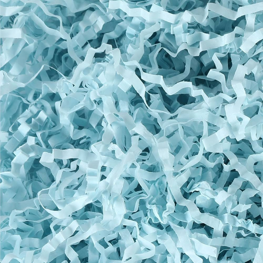 Cgzwxjin Baby Blue Crinkle Cut Paper Shred Filler (4 oz)，Crinkle Paper for Gift Box, Shredded P... | Amazon (US)