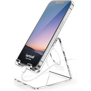 Lamicall Cell Phone Stand, Desk Accessories - Clear Office Cell Phone Holder, Acrylic Phone Stand... | Amazon (US)