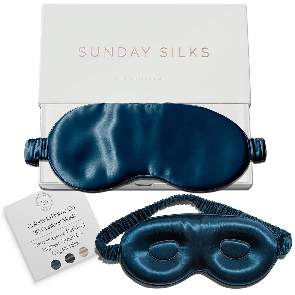SUNDAYSILKS™ 3D Contoured Silk Sleep Mask | Padded Silk Eye Mask with Eye Cups for Lash Extensi... | Amazon (US)