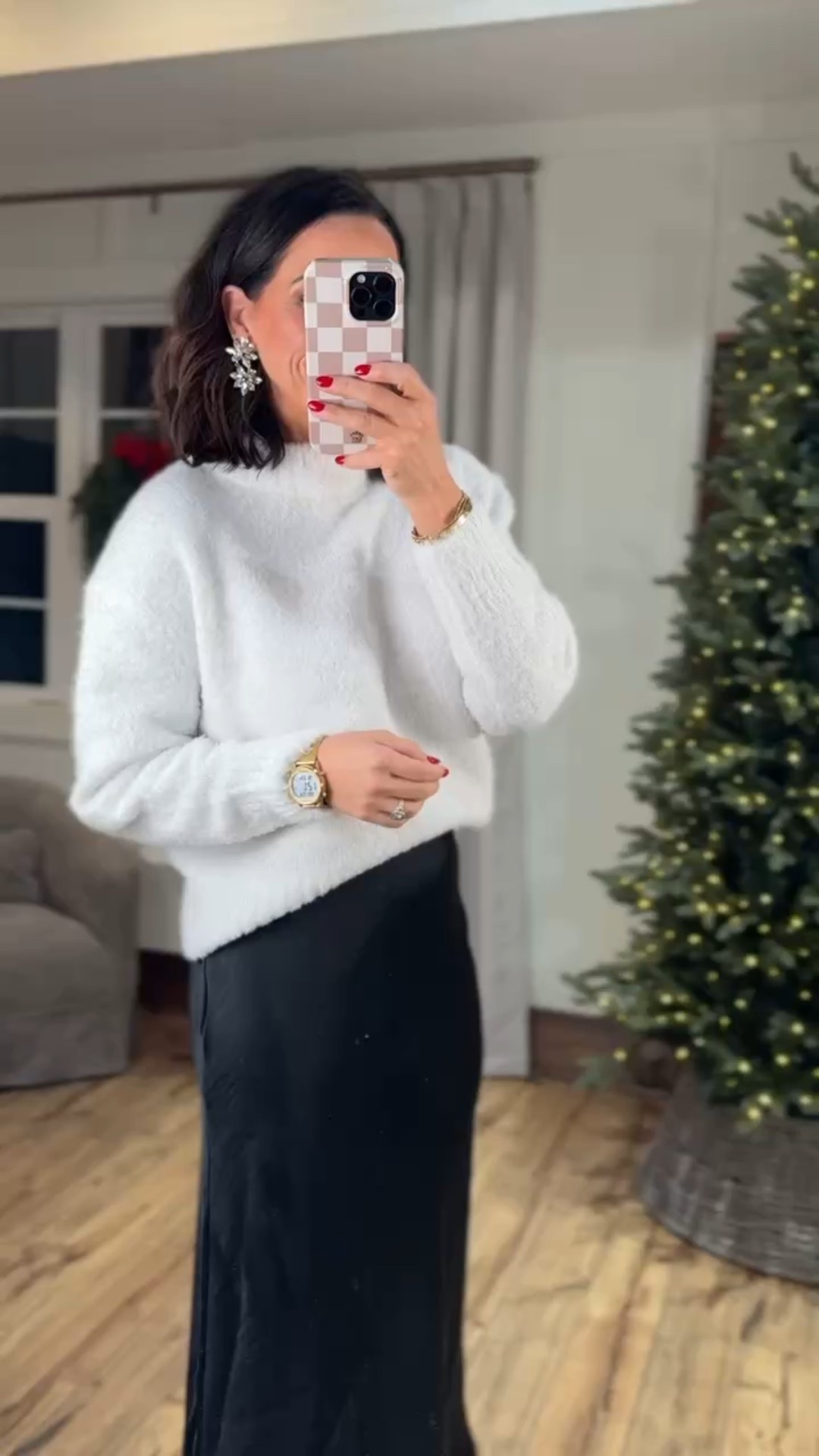 The perfect NYE outfit from Walmart! The cozy sweater paired with this chic black satin skirt & the sparkle of the shoes & earrings - this outfit is a perfect 10!! ⭐️ Walmart partner - commission links. VintagePickin Walmart finds New Year’s Eve outfit inspo winter fashion winter must haves cozy sweater satin skirt style chic fashion elevated basics

#LTKHoliday #LTKootd #LTKSeasonal