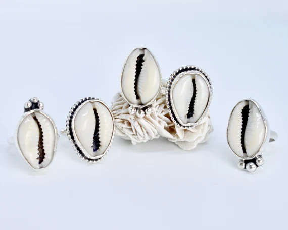 Sterling Silver Cowrie Shell Ring, Statement Ring, Shell Jewelry, Gifts for Her, Boho Jewelry, Co... | Etsy (US)