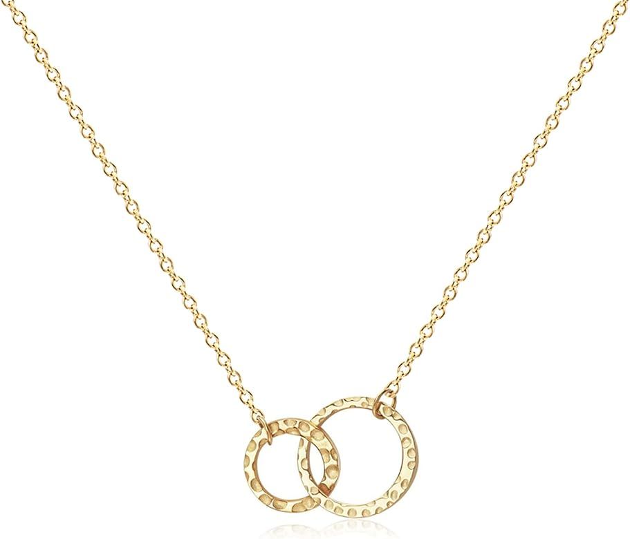 Ava Riley Minimalist Necklace Dainty Karma Chokers Necklace 14K Real Gold Plated Chain for Women | Amazon (US)