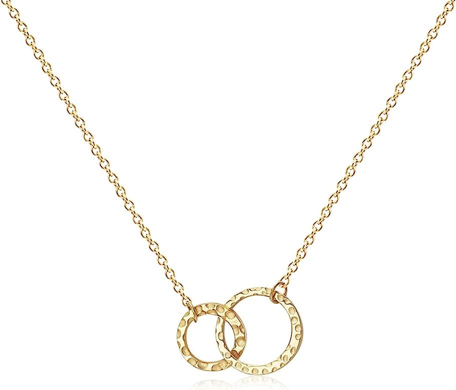 Ava Riley Minimalist Necklace Dainty Karma Chokers Necklace 14K Real Gold Plated Chain for Women | Amazon (US)