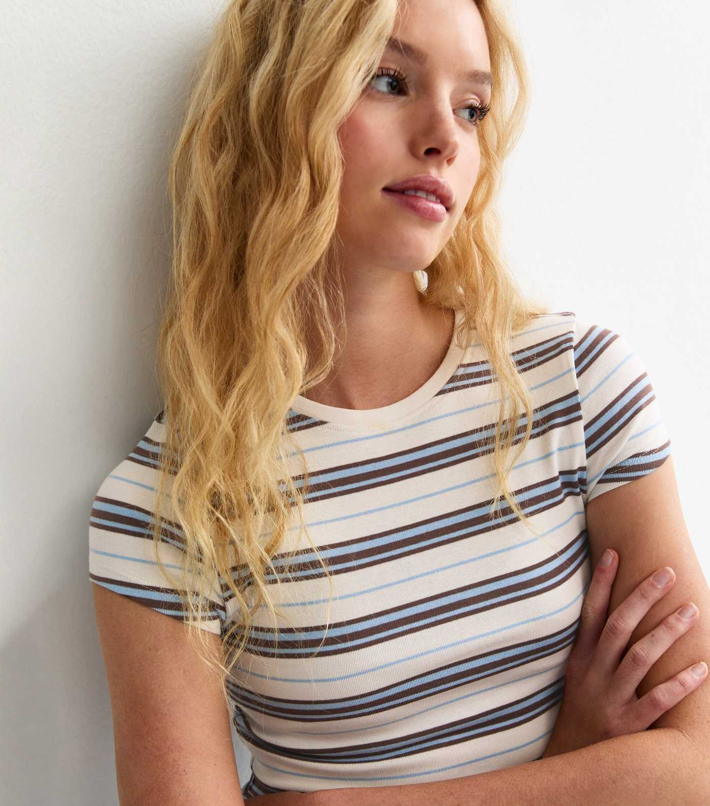 Cream Striped Crop Top Baby Tee | New Look | New Look (UK)