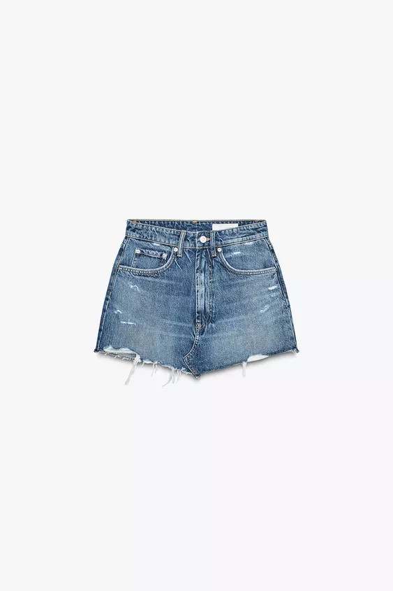 TRF DENIM RIPPED MINI SKIRT | Zara Canada