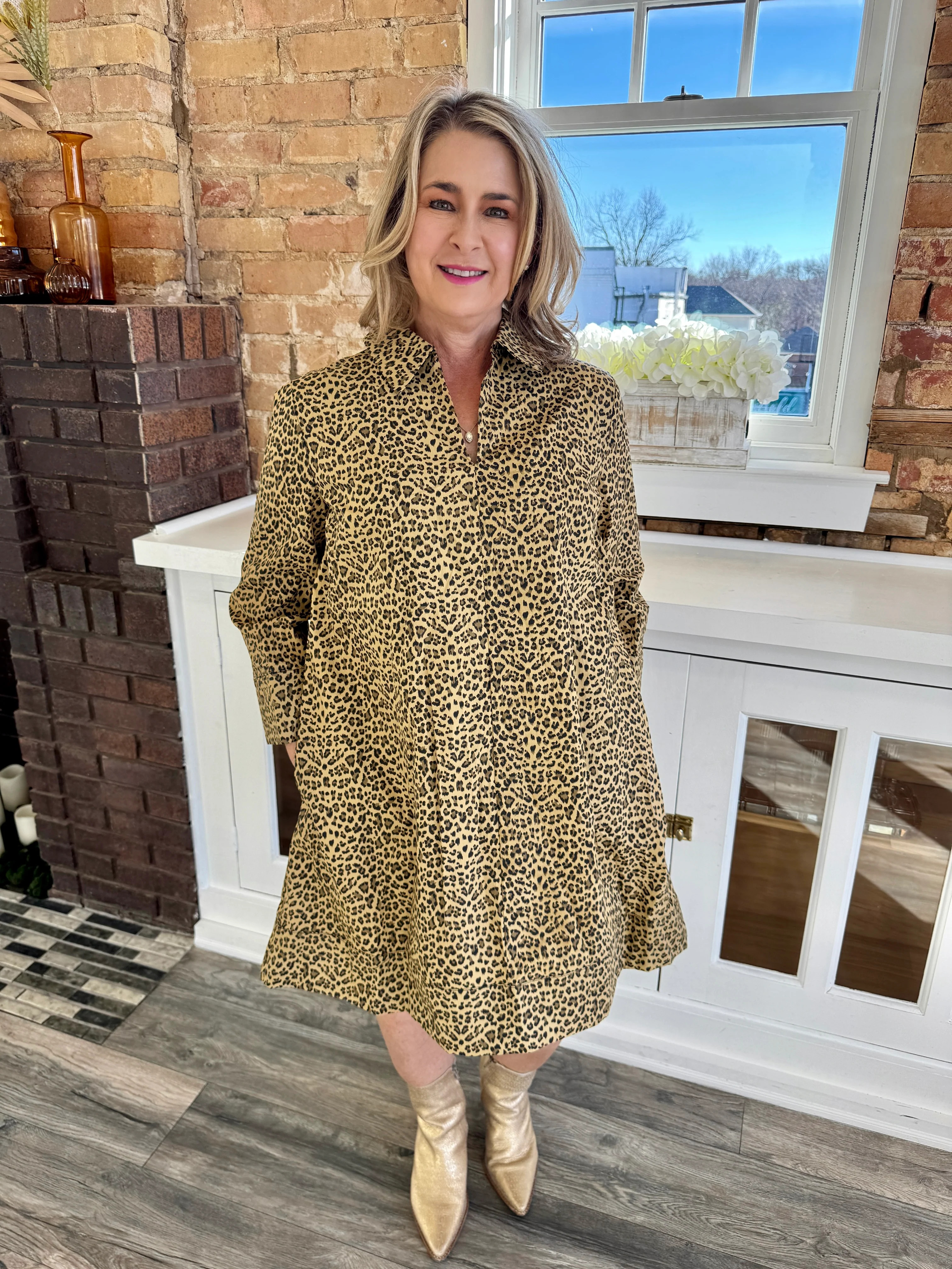Leopard Collar Mini Dress Small | Extremely Refined Boutique