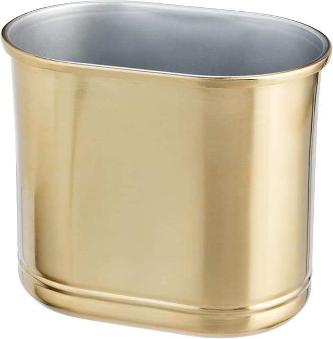 mDesign Small Metal Oval 2.5 Gallon Trash Can, Decorative Wastebasket, Garbage Trashcan DustBin f... | Amazon (US)