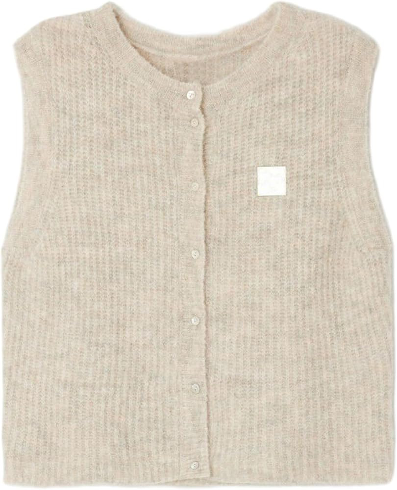 UAURORAO Women Chunky Sweater Vest Button Down Crochet Cable Knit Cardigan Sleeveless Open Front ... | Amazon (US)