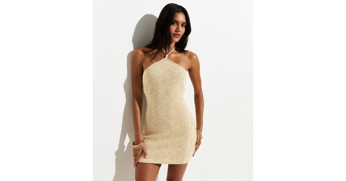 Women's Gold Cotton Rich Zig Zag Woven Mini Beach Dress New Look | New Look (UK)