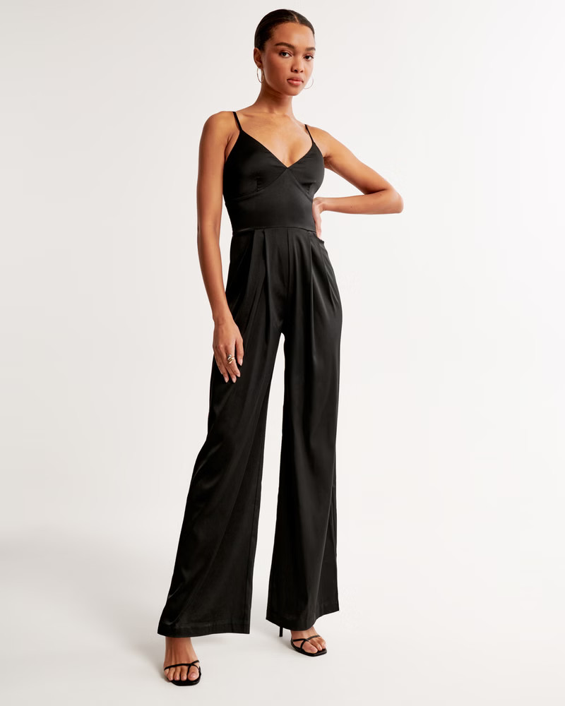 Plunge Satin Jumpsuit | Abercrombie & Fitch (US)