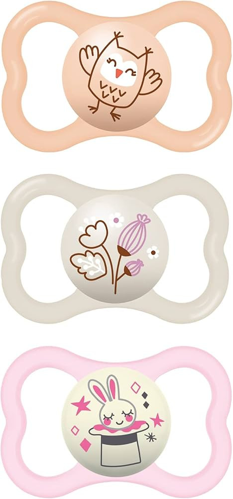 MAM Air Night & Day Baby Pacifier, for Sensitive Skin, Glows in The Dark, 6-16 Months, Girl, 3 Co... | Amazon (US)