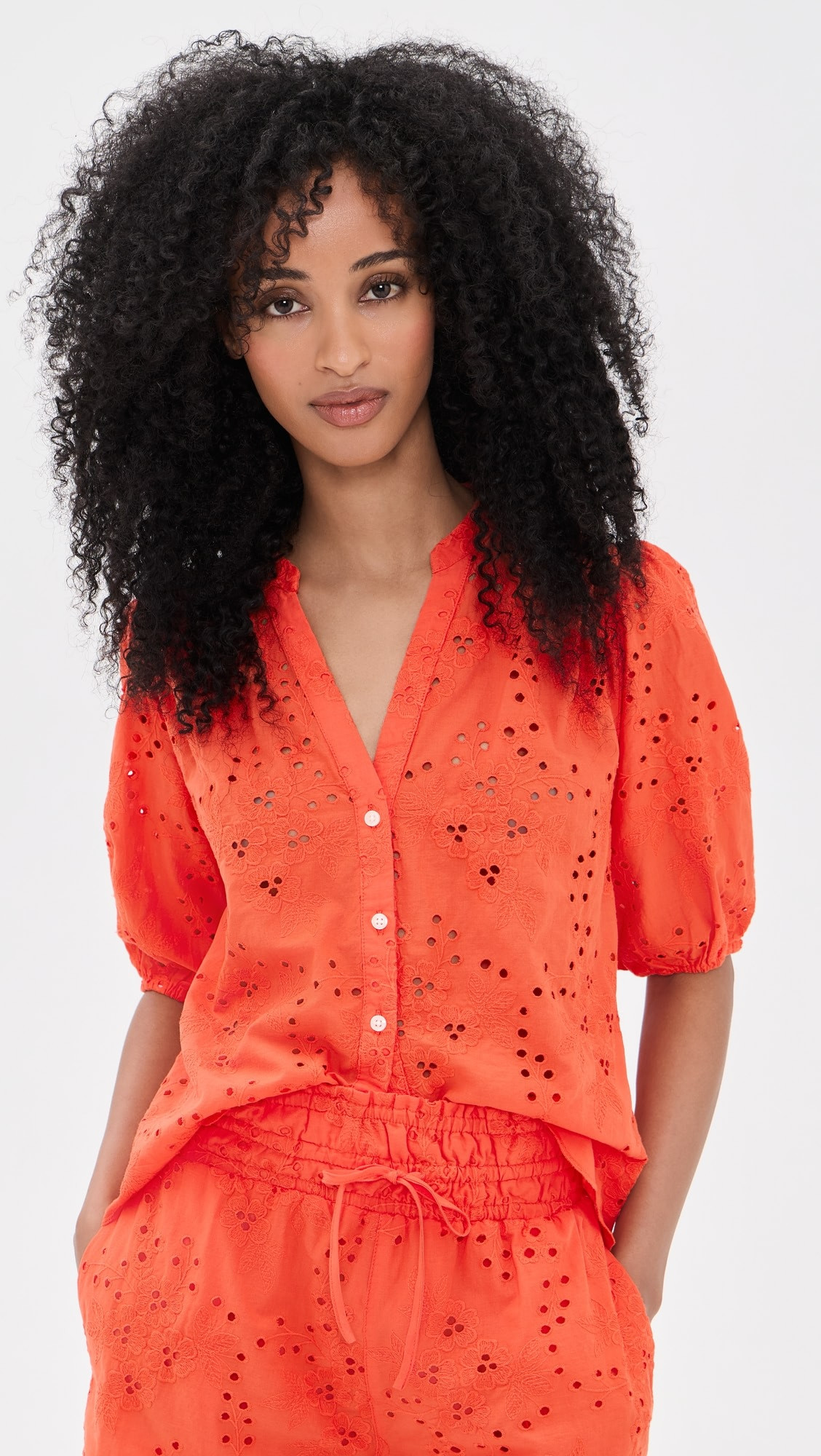 Loren Vermillion Eyelet Blouse | Shopbop