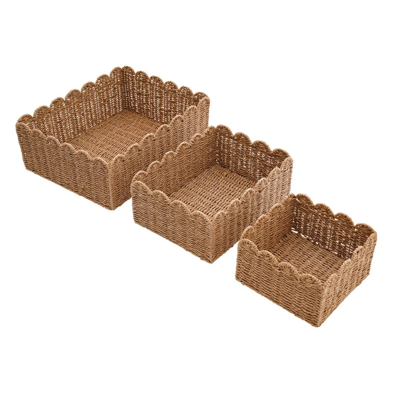 3PCS Scalloped Edge Storage Baskets (Set of 3) | Wayfair North America