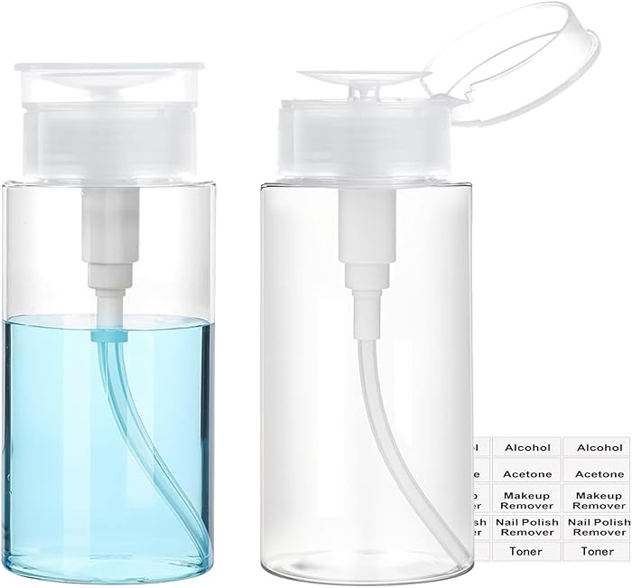 Push Down Pump Dispenser, 3.4oz Clear Pump Bottles with Alcohol, Acetone, Nail Polish Remover, Ma... | Amazon (US)