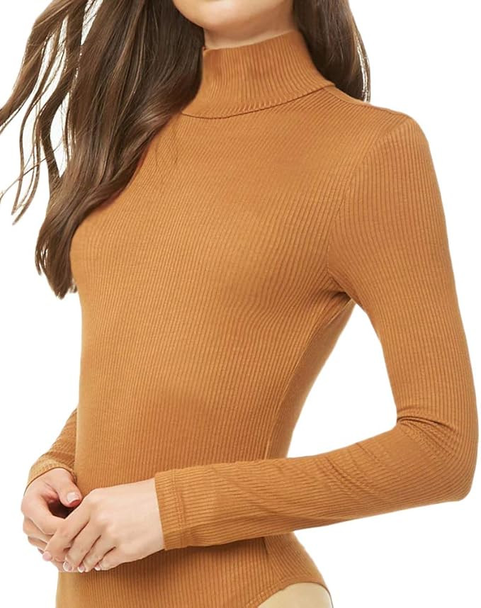Li unicorn Women's Ribbed Mock Neck Long Sleeve Stretchy Bodysuits Jumpsuits | Amazon (US)