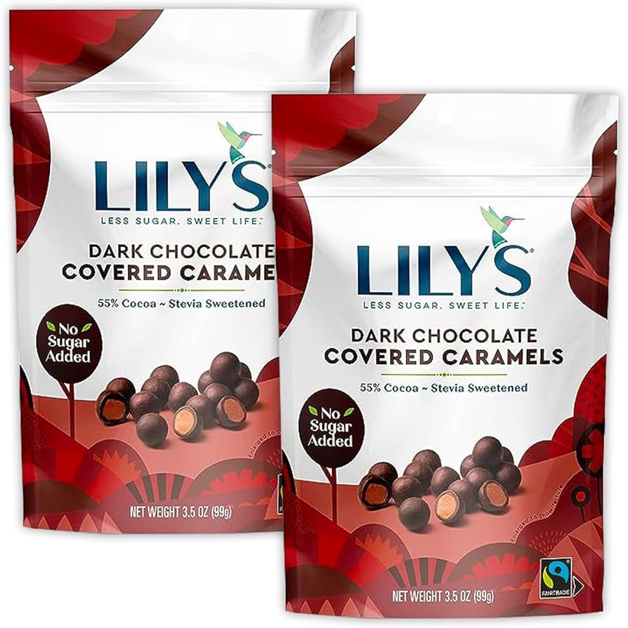 Lilys Chocolate Dark Chocolate Covered Caramels -2 Packs Of Stevia Chocolate Candy - Lilys Sugar ... | Amazon (US)
