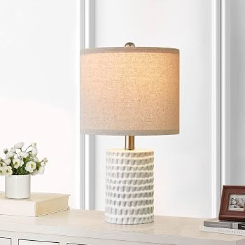 PORTRES 18.25" Modern Accent Ceramic Table Lamp Set of 2 for Bedroom White Desk Decor Bedside Lam... | Amazon (US)